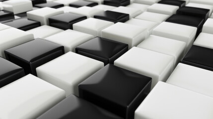 Visually striking image featuring large number of black and white cubes arranged in pattern. This versatile picture can be used in various projects and designs