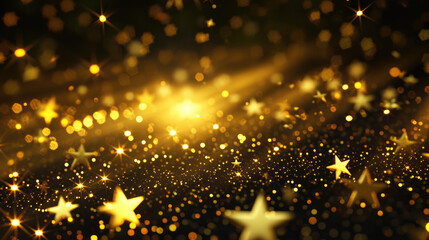 Bunch of gold stars on black background. Perfect for adding touch of glamor and elegance to any design