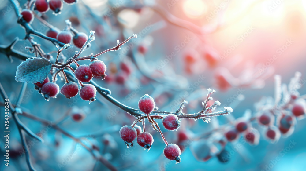 Poster close-up view of bunch of berries on tree. this image can be used for various purposes
