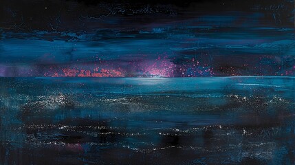 Abstract Glittering Night Seascape with Sparkling Details