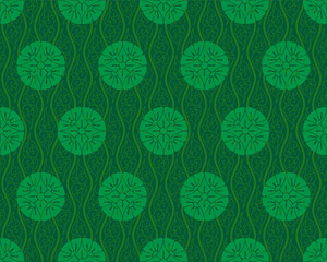 有職文様_濃緑の雲立湧に花唐丸