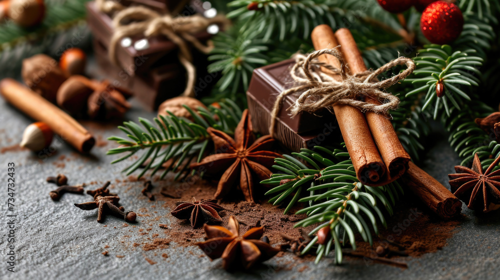 Aufkleber close up view of bunch of cinnamons placed on table. ideal for adding warmth and spice to culinary-t