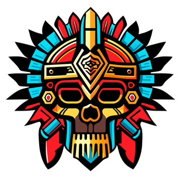  Tribal Skull mask Symbol on white background