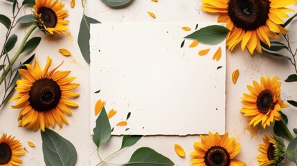 Sun-kissed summer, A field of sunflowers stretching towards the horizon under a clear blue sky
