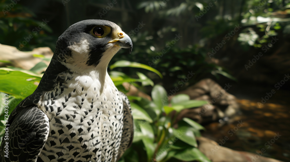 Poster detailed close-up image of bird of prey. this picture can be used to highlight intricate features an