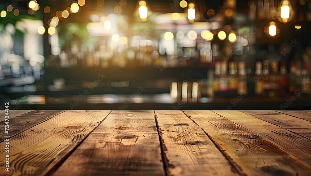 Poster wooden table stands empty invitingly set softly blurred background captures essence of relaxed yet s