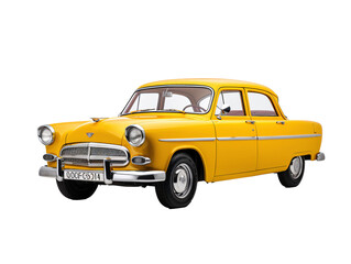 a yellow car with a white background