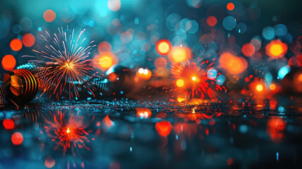 Fototapeta premium Blurry image capturing vibrant colors and motion of firework display. Perfect for adding sense of excitement and celebration to your projects