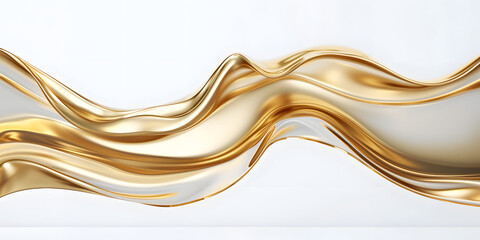 a golden wave on a white background - obrazy, fototapety, plakaty
