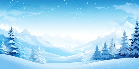 Fototapeta na wymiar winter background with snow covered pine trees with falling snow, snow covered mountains