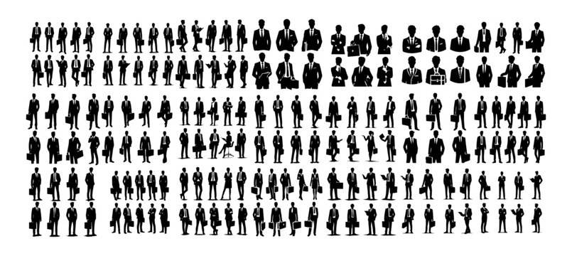 Vector set of businessmen in silhouette style