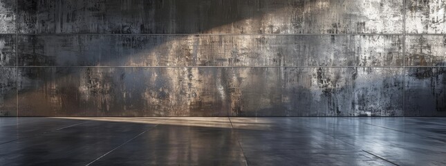  "Espace minimaliste avec sol en béton poli et murs texturés"
