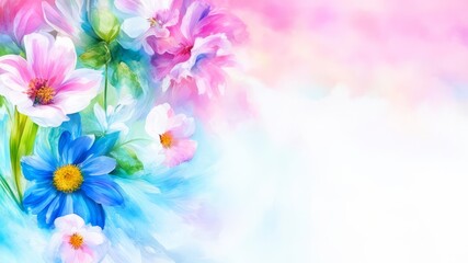 Abstract illustration of beautiful spring flowers and free space.