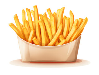 Illustration of French fries in a box on white background 