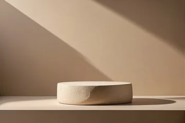 Fotobehang Empty pedestal stone mockup product display © Giuseppe Cammino