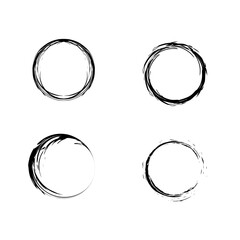 Set of grunge round frames. Trendy design with brush strokes. isolated on white background. Vector.