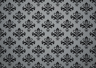 Obraz na płótnie Canvas Floral pattern. Vintage wallpaper in the Baroque style. Seamless vector background. Black and gray ornament for fabric, wallpaper, packaging. Ornate Damask flower ornament