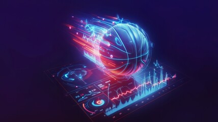 Basketball background with glowing lights