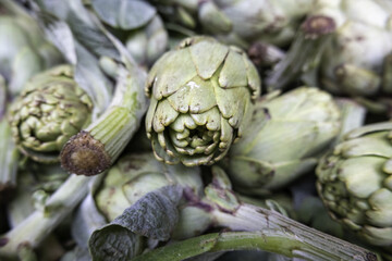 Artichokes in a market