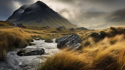 Generative AI image of Ireland mountains landscape