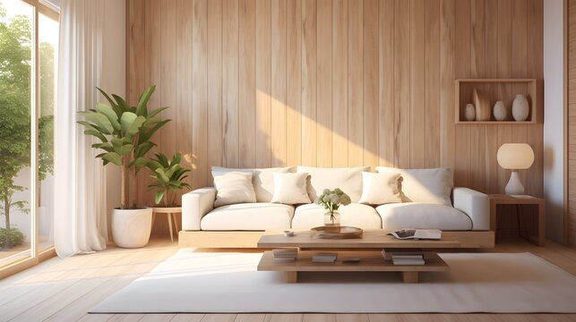 bright and clean home living room interior design concept living room decorate with nature wooden material simple comfort simplicity decorate element house beautiful design background