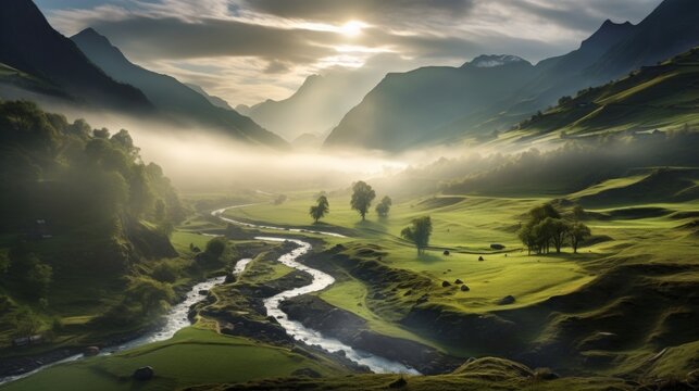 Generative AI image of Switzerland landscape