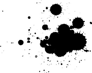 black watercolor painting dropped splash splatter on white background
