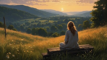 person sittin the top of the hill