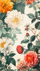 Vintage Roses Floral Wallpaper