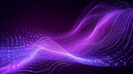 Generative AI image of Purple wave background with a glowing wave