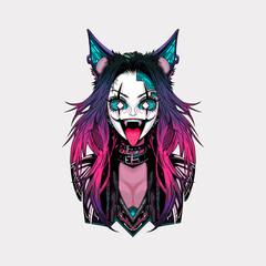 cyberpunk girl anime vector illustration