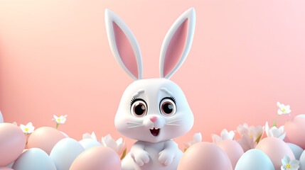Cute 3D Easter bunny character