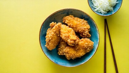 Fried Chicken presented in a Tasteful Way - Japanese Karaage Fried Chicken - Battered Chicken Deep Fried