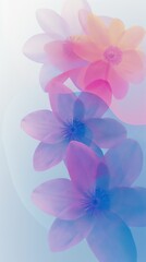 Abstract Artistic Flowers on Grainy Gradient Blue Background
