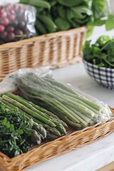 Selection of Fresh Early Summer Produce with Asparagus and Peas