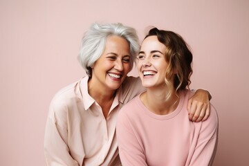 Joyful mother and daughter laughing together with genuine happiness - 734750496
