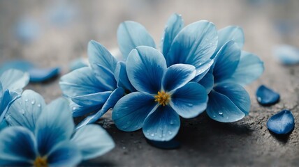 Background of blue flower petals, close up from Generative AI