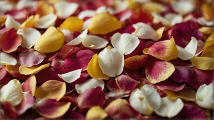 Background of colorful rose petals, close up from Generative AI