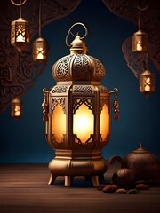  Realistic luxury islamic ramadan kareem lighting lamp  banner background wallpapers 