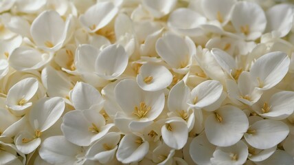 Background of white flower petals, close up from Generative AI
