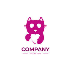 Cat hug love logo icon design idea for company, website, store, media. Vector EPS 10