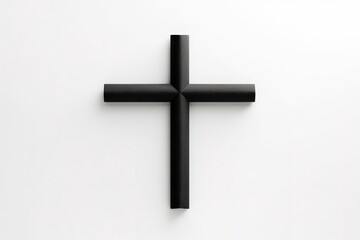 Minimalist black cross on white background, striking contrast, ideal for modern religious themes - 734752488