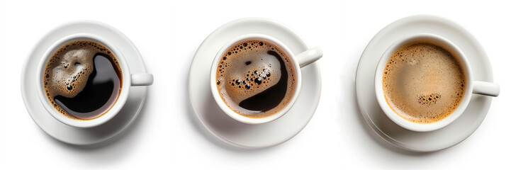 Fototapeta premium coffee cup top view set isolated