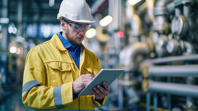 workers in warehouse - concept of digitalization nd stream lining processes in industrial work places 