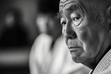 Fotobehang closeup of aikido masters calm face during kata © Alfazet Chronicles