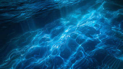 Fototapeta na wymiar Background of clear water ripples in underwater world.