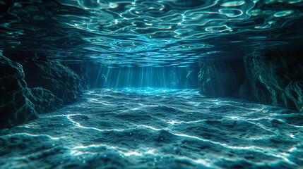 Background of clear water ripples in underwater world.