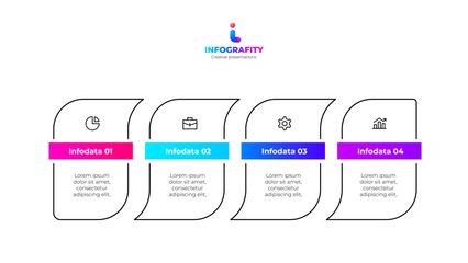 Choice diagram with 4 abstract frames and icons. Outline vector infographic for presentation and websites