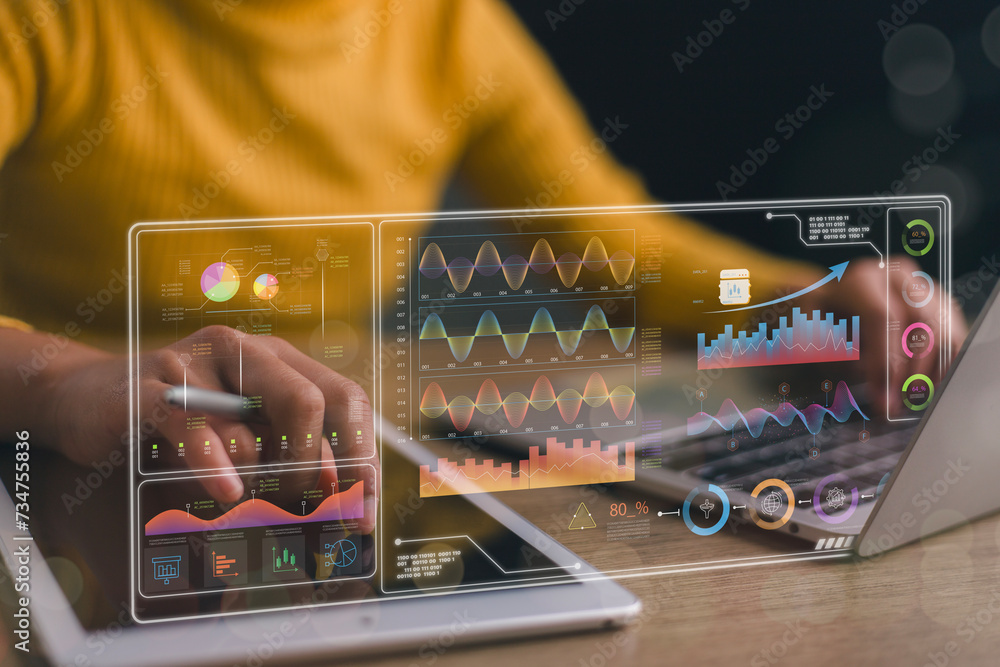 Poster business intelligence concept - data analysis, management tools, intelligence, corporate strategy cr
