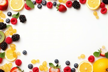 fruits frame with white blank space